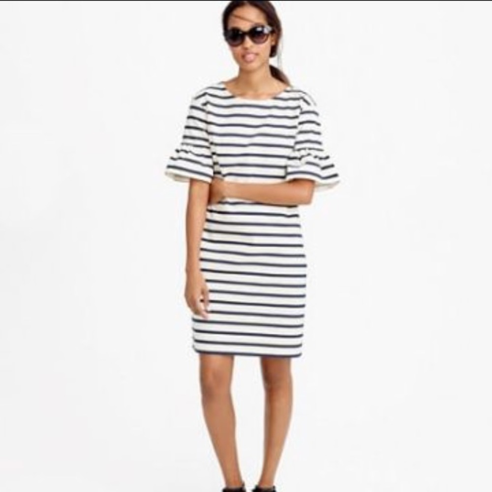 J.Crew Striped Ruffe Sleeve Shirtdress